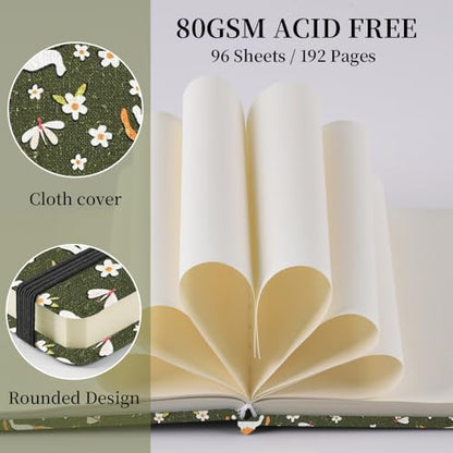 5x5 Pocket Sketch Book,80gsm Hardcover Art Sketchbook for Drawing Journal | Cloth Cover,80gsm Blank Paper,96Sheets,Lay-Flat,Portable Travel Creation Paint Diary Memo Planner,Dry MediaLying Cat - color: Cloth Cover-4.8x4.8in-Lying Cat