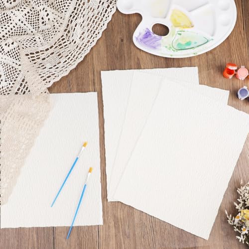 50 Sheets Watercolor Paper 9 x 12 in, 300 GSM, Deckle Edge, Ivory - size: 9 x 12inch