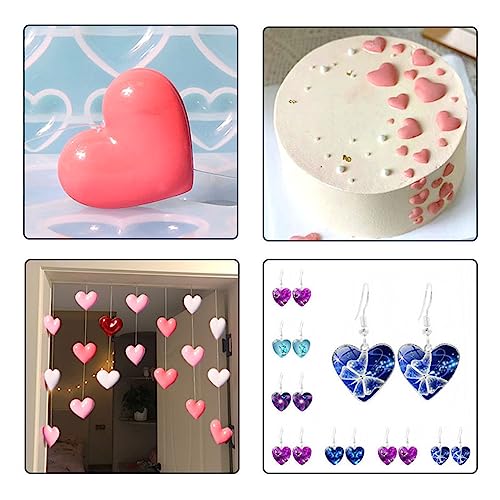 2Pcs Heart Silicone Mold for Making Earrings Jewelry | Mixed Size Heart Shape Silicone Mold, Heart-Shaped Casting Jewelry Mold,Making Crafting Projects - color: mix-heart
