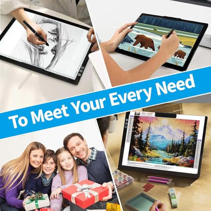 Rechargeable A4 Light Pad with Carry Bag & Stand,Ultra Thin Light Table with Clip,6 Levels of Brightness Light Box for tracing,Diamond Painting.led Light Board for Artists,Drawing,Sketching,Animation - style: A4 With Bag Rechargeable