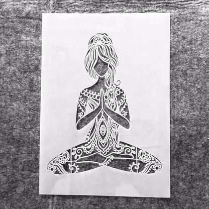 TIAMECH A4 Reusable Yoga Girl Stencil for Painting - style: Yoga Girl