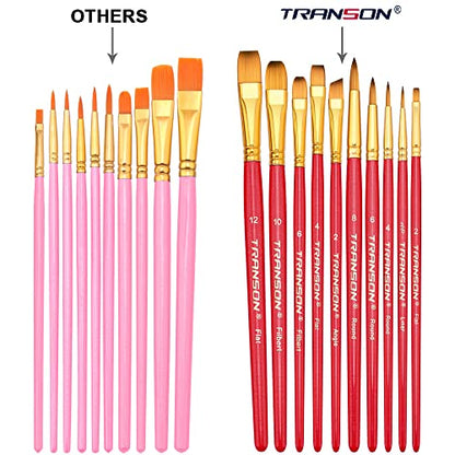 Transon 20pcs Artist Painting Brush Set for Acrylic Watercolor Gouache Hobby Craft Face Rock Painting Hot Pink - color: Hot Pink