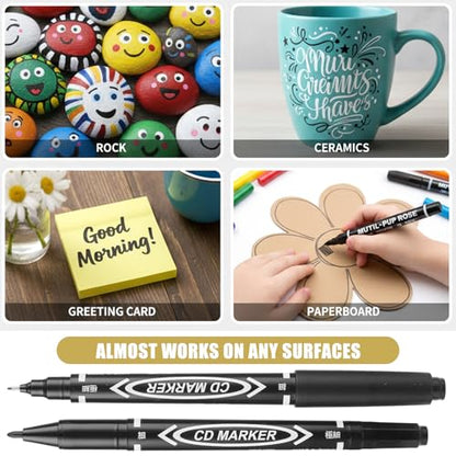 Sibba 20 PCS Dual-Tip Black Drawing Pens 0.5/1mm Bold & Fine Paint Markers, Fineliner Permanent Marker Bible Journaling Writing Pens for Artist Sketch Sketching Writing Dooding Marking Signature