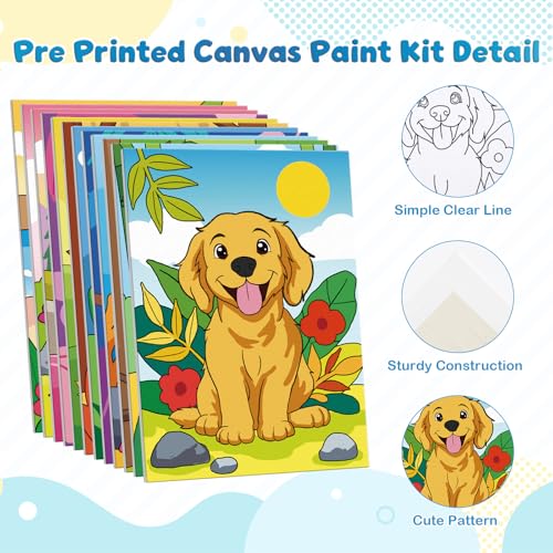 Louise Maelys 5x7Inch Pre Drawn Canvas for Painting for Kids, 12Pack - color: ANIMAL