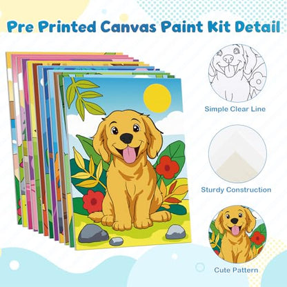 Louise Maelys 5x7Inch Pre Drawn Canvas for Painting for Kids, 12Pack - color: ANIMAL