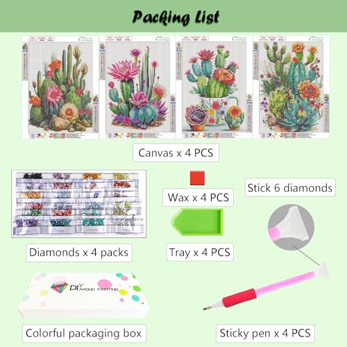 Lanzeyo Diamond Painting Kits for Adults, Adult Hand Crafts Diamond Art Kits, Succulent Diamond Dots Kits, Gem Art for Living Room Wall Art (Succulent) - color: 04 Succulent