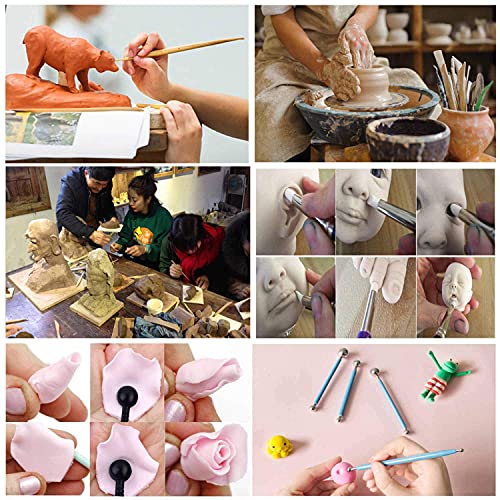 57PCS Ceramic Clay Tools Set with Plastic Case Modeling Pottery Sculpting Tools Kits for Beginners Professionals Crafts Polymer Clay Club, Dotting, Ribbon Trimming