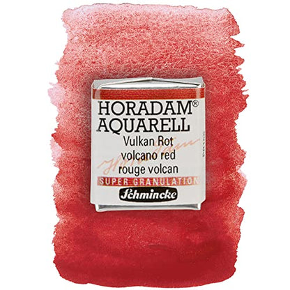 Schmincke - HORADAM® AQUARELL, Super Granulation, 14 913 044 Volcano Red, 1/2 Pans, Very Strong granulating Colors, Finest, Super granulating Watercolors - color: 913 volcano red