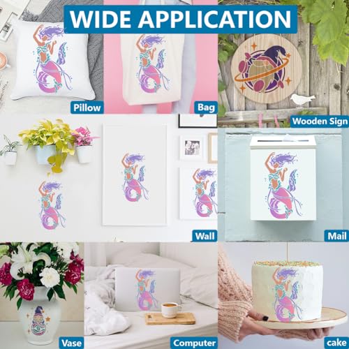 MAYJOYDIY 4pcs Mermaid Stencil 11.7×8.3inch Large Sea Ocean Creatures Stencils with Paint Brush Dreamy Sea Life Stencils Drawing Template for DIY Craft Furniture Wood Canvas Paper - color: Mermaid
