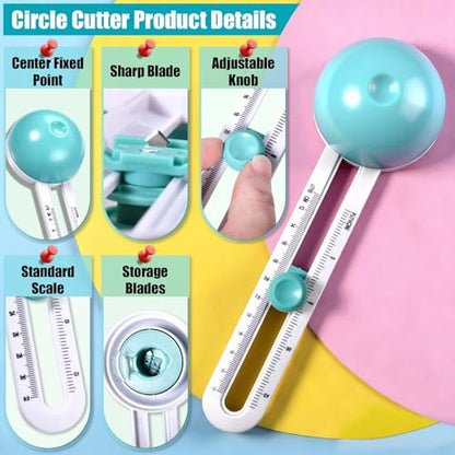 Circular Rotary Cutter, Adjustable Circle Cutters for Home Office School DIY Crafts, Craft Circle Cutter with Inch & Metric Scale (4-12.6 Inch Cutting Range)