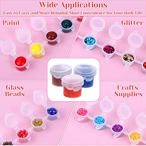 Caffox 240-Piece Empty Paint Pot, 40 Strips Acrylic Mini Paint Container Strip Storage with Lid for Classrooms, School Art & Crafts 3ml/ 0.1oz
