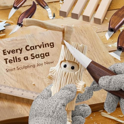 Wood Carving Kit Deluxe, 35-in-1 Whittling Kit for Beginners, With 8PCS Whittling Knives & 12PCS Detail Wood Carving Knives, Black Walnut Wood Handle, Wood Carving Kit for Beginners and Enthusiasts