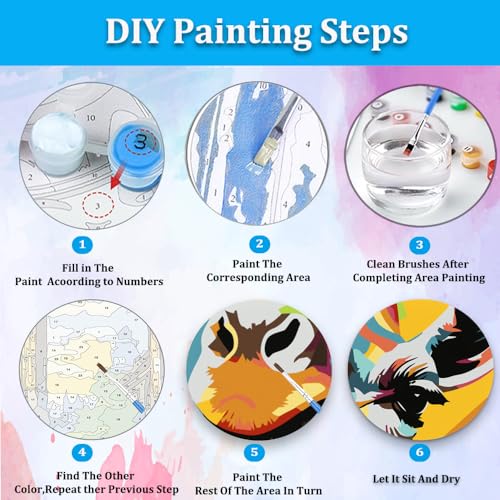 Artunion Framed Paint by Numbers Kit for Adults Beginners & Kids Ages 8-12,Colorful Giraffe Paint by Number with Frame, Acrylic Paint by Numbers Kit on Canvas 10 * 10 Inch Without Easel - color: ZXT-185-F