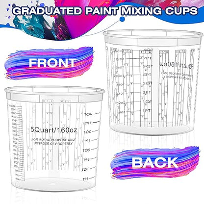 Mifoci 30 Pcs Paint Mixing Cups 5 Quart Graduated Mixing Bucket with 6 Lids - size: 160 oz