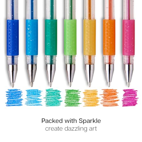 KINGART 400-30 Comfort Grip Gel Pens, Set of 30 Unique Glitter Colors - color: Glitter