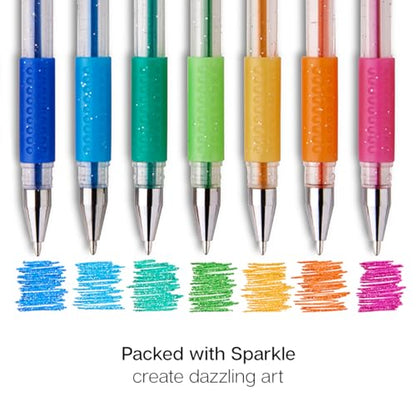 KINGART 400-30 Comfort Grip Gel Pens, Set of 30 Unique Glitter Colors - color: Glitter