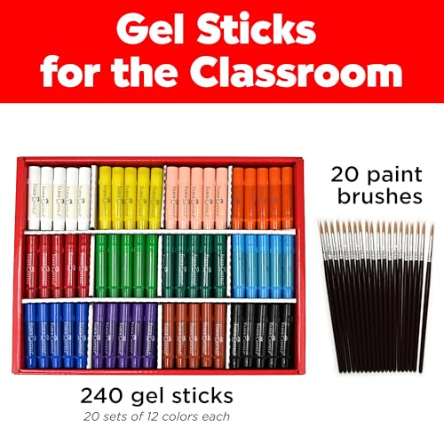 Faber-Castell Gel Stick School Pack - Multi-purpose Crayons - 240 Count - 12 Vibrant Colors - style: 240 Count Original Colors School Pack