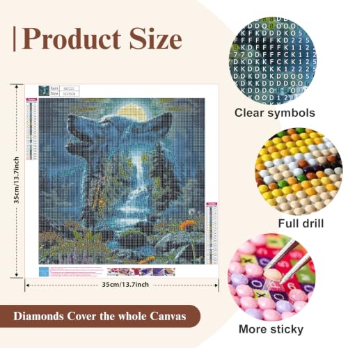 Mosaflare 5D Wolf Diamond Painting Kits for Adults 13.7x13.7 Inch - color: KM1233-1