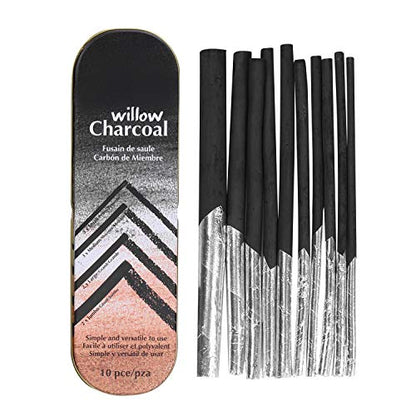 XGOPTS Willow Vine Sketch Charcoal Sticks Tin Box Set of 10
