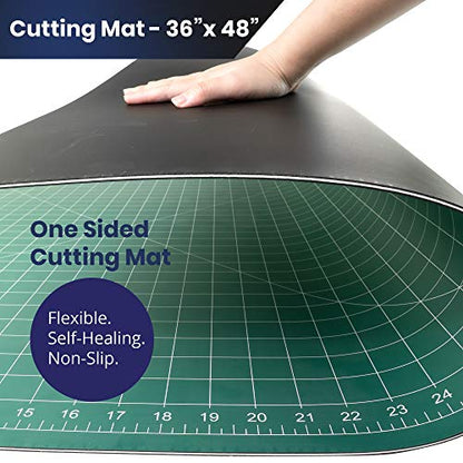 Pacific Arc Single Sided Self Healing Vinyl Rotary Cutting Mat - Thick & Durable Fabric & Paper Cutting Mat (36"x48") - size: 36"x48"
