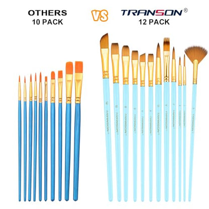 Transon Artist Paint Brush Set of 12 for Acrylic Watercolor Gouache Oil Craft Painting Blue - color: 12 Pcs Blue