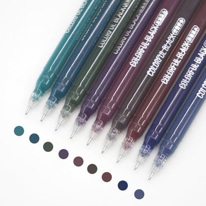 Gel Pens with 0.6mm Fine Point, 9 Colors Acrylic Drawing Gel Pen - color: Colorful Black