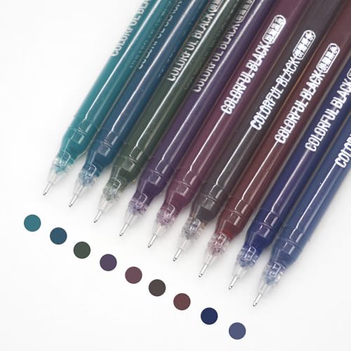Gel Pens with 0.6mm Fine Point, 9 Colors Acrylic Drawing Gel Pen - color: Colorful Black