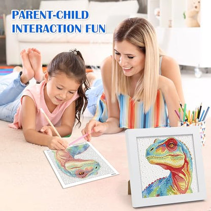 Leixonl Diamond Art Kits for Kids with Framed (7 in) Cartoon Animals DIY Gem Art Painting - Arts & Crafts Gifts for Beginners & Teens (1p-6 in-Dinosaur) - color: 1p-6 in-dinosaur