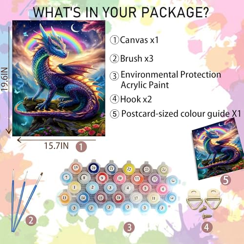 Arttoplus Dragon Paint by Numbers Kit for Adults Beginner 16x20 inch - color: MT22579-US