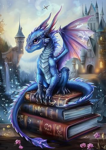 Diamond Art Kits for Adults,Dragon and Book Diamond Painting Kits 12 x 16in | Diamond Painting Kit - Sparkling Full Drill Design Perfect for Home Decor, Holiday Gifting, And Relaxing Crafting 12x16inch - color: DP03042