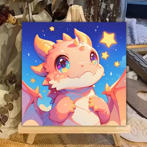 XTCIXAL Paint by Numbers Kit for Kids with Frame, Dragon, 8X8 inch - color: 11-Dragon
