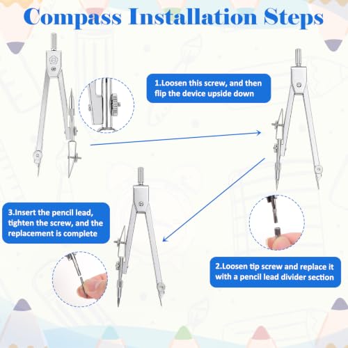 Coopay 3 Pcs Plastic 12 Inch Ruler, Clear Protractor and Compasses Set | Clear Ruler, Protractor and Compass set, Geometry, Durable, Drawing, Measuring, Math, Art, Classroom, School, Student - size: 3 Pcs set