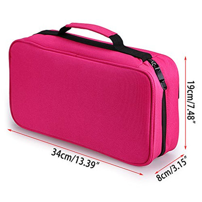 BTSKY Art Marker Carrying Case Lipstick Organizer-60 Slots Canvas Zippered - color: Pink