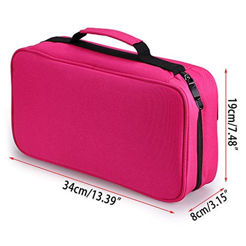 BTSKY Art Marker Carrying Case Lipstick Organizer-60 Slots Canvas Zippered - color: Pink