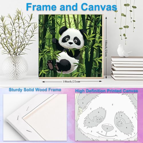 Artunion Framed Paint by Numbers Kit for Adults Beginners & Kids Ages 8-12,Panda Bear Paint by Number with Frame,Cute Animal Paint by Numbers Kit on Canvas 10 * 10 Inch Without Easel - color: ZXT-321-F