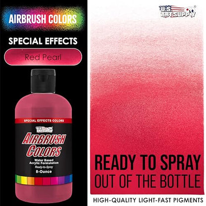 U.S. Art Supply Pearlized Red Pearl Acrylic Special Effects Airbrush Paint - 8oz Ready to Spray Air Brush Paint for Nails, Models, Fabric - Water-Based Air Brush Painting - color: Red Pearl, size: 8 Fl Oz (Pack of 1)