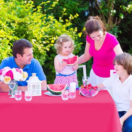 Kopokita 2 Pack Hot Pink Plastic Tablecloths Disposable 54 x 108 Inch | Rectangle Table Cloths, Party Table Covers for Birthday, Wedding, Valentines, Mothers Day - color: Hot Pink, size: Rectangle (2 Pack)