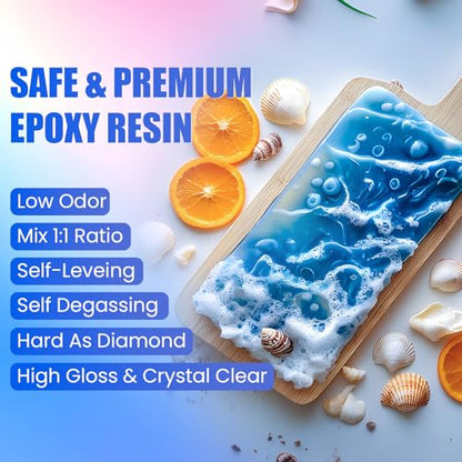 Epoxy Resin Kit,1Gallon Epoxy Resin,Crystal Clear Resin Epoxy | Bubble Free Self Leveling Mix 1:1 Resin Kit for Art Resin Casting DIY Jewelry,Art Crafts - color: 1 Gallon