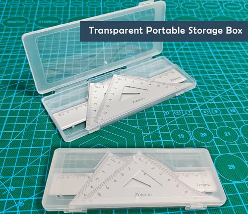 Geometry Ruler Set for Students, Metric Measurement 4-Piece Metal Math Drafting Kit with Non-Slip Design 15 cm Straightedge Ruler, 180° Protractor & 2 Triangles for School Kids (Silver) - color: Silver