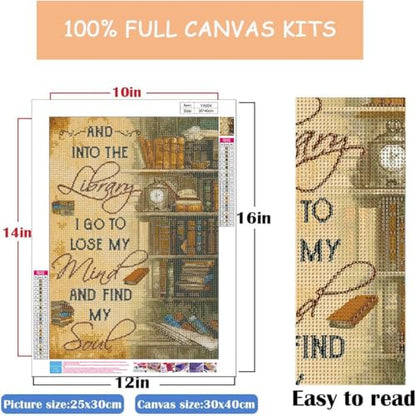 WUSARPLY Inspirational Bookshelf Diamond Painting Kits for Beginner Adults - color: YA004