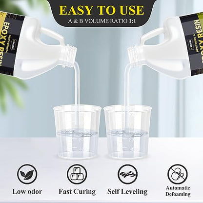 TAKIMO 1 Gal 3X UV Resistant Crystal Clear Epoxy Resin Kit, 1:1 High Gloss | Non-Yellowing Formula, Bubble-Free, Self-Leveling, Art, Crafts, Jewelry, Casting, Coating and Tabletop Projects - size: 1 Gallon