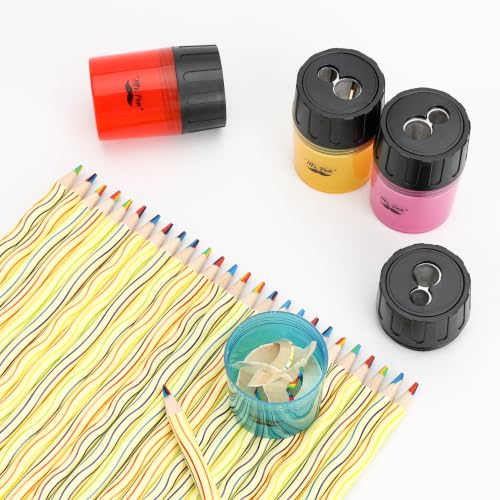 Mr. Pen- Manual Pencil Sharpener, 6 pcs, Dual Holes, Compact - color: Ice Cream, size: 6 Pack