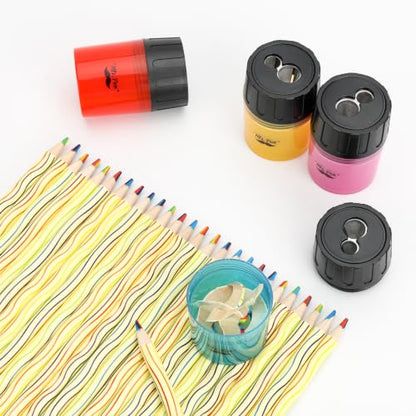 Mr. Pen- Manual Pencil Sharpener, 6 pcs, Dual Holes, Compact - color: Ice Cream, size: 6 Pack