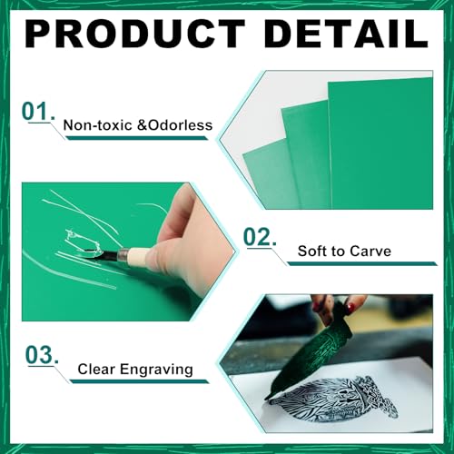 Yeaqee 8 Pcs 8 x 10 Inch Linoleum Blocks for Printmaking, Green - color: Green, size: 8 x 10 Inch