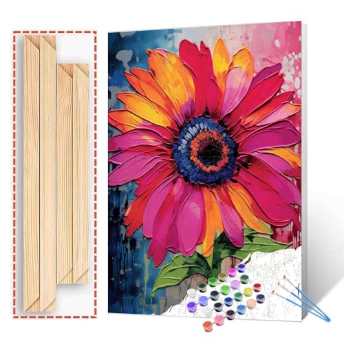 Poppy Flower DIY Paint by Numbers for Adults Kids Watercolor Paint by Numbers DIY Painting Acrylic Spring Paint by Numbers Painting Kit Home Wall Living Room Bedroom Decor （DIY Frame - color: Plant-04, size: 16''x20''(DIY Frame)