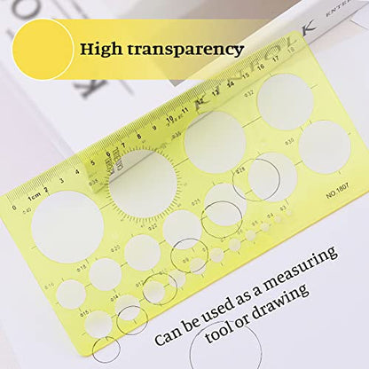 LOKUNN Circle Template Circle Round Stencil Templates Round Hole | Multi-Function, Circle Template for Drawing Elliptical for Stencil Ruler School Office Supplies (Yellow) - color: 1 pcs yellow