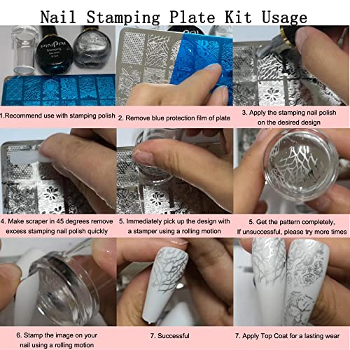 AddFavor Nail Stamper Kit 7pcs Nail Stamping Plates Geometric Mandala Flower Nail Stencils with 2 Stamp and 2 Scraper for Home Salon Manicure Design Supplies Tools - color: Style C