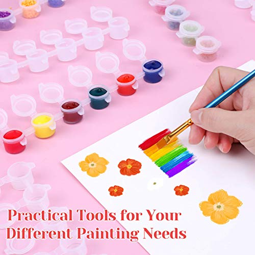 Caffox 240-Piece Empty Paint Pot, 40 Strips Acrylic Mini Paint Container Strip Storage with Lid for Classrooms, School Art & Crafts 3ml/ 0.1oz