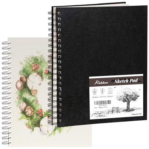 8.5" x 11" Mixed Media Sketchbook Hardcover Spiral Drawing Pad | 80 Sheets (160 Pages), 200gsm Paper, Dry & Light Wet Media, Lay Flat Spiral Binding, Clean Tear Pages, Acid-Free Protection - size: 8.5*11 inch(80 Sheets)