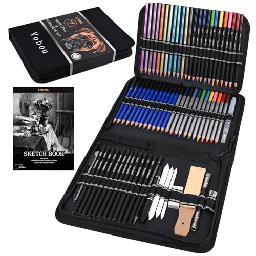 Vobou 72pcs Colored Drawing Pencils Kit Sketching, Graphite Pencils With Convenient Case, School Art Supplies Gift for Artists Adults Beginner, Ideal for Shading, Blending,Art Supplies Set